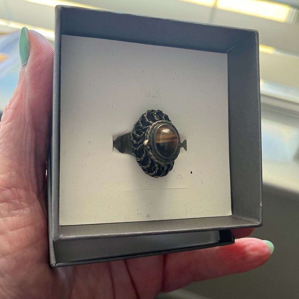 Antique Cat’s Eye/Tiger’s Eye Adjustable Ring